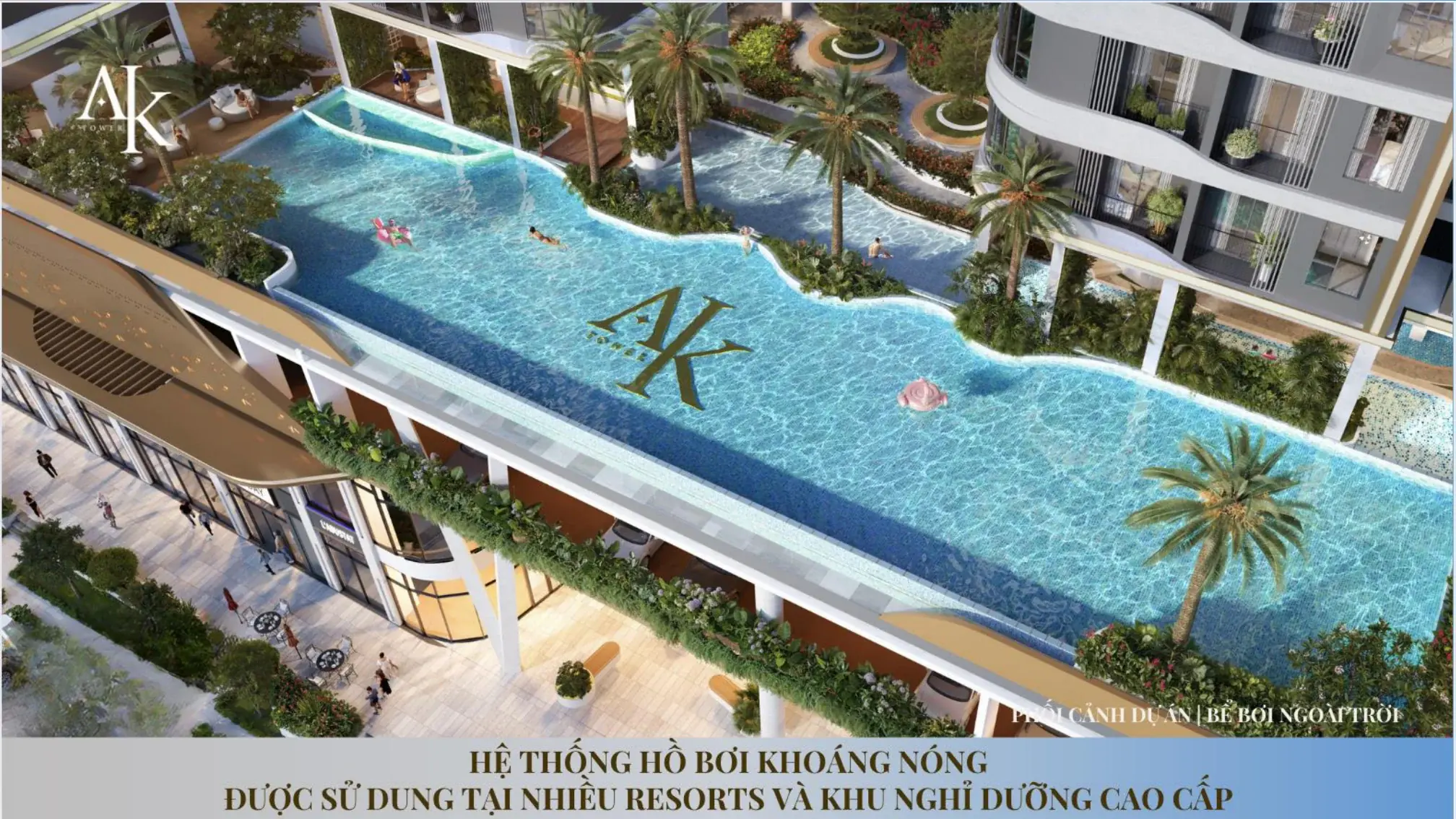 Phối cảnh hồ bơi A&K Tower trong tài liệu dự án