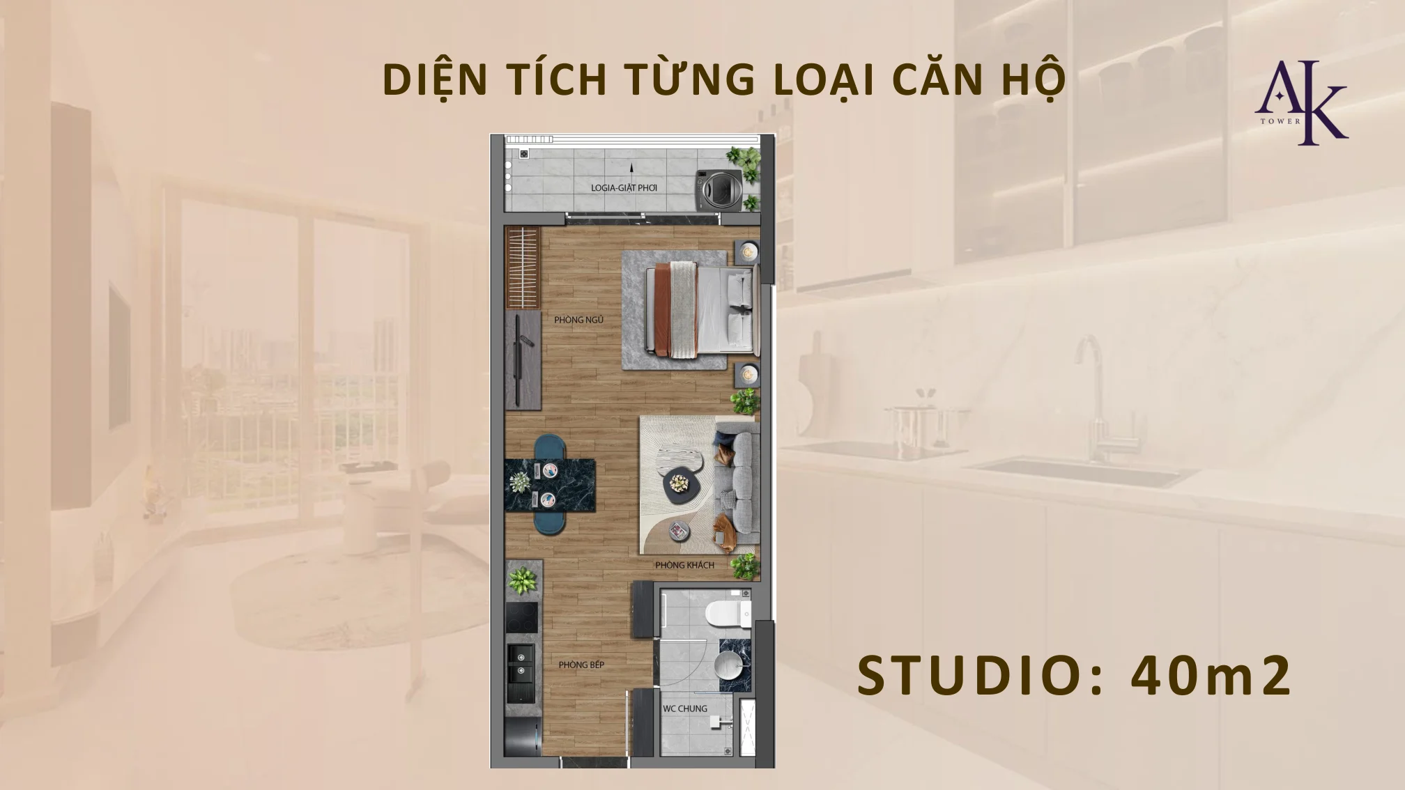 Mặt bằng tham khảo Studio A&K Tower